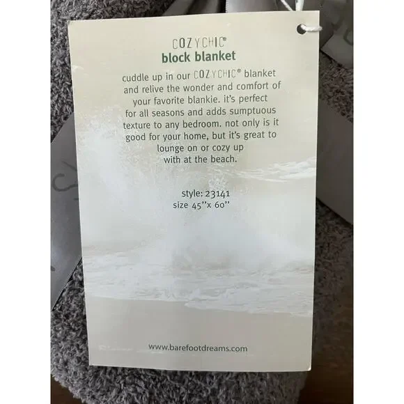 Barefoot Dreams CozyChic Block Throw Blanket 45x60 Gray Taupe NWT - Picture 3 of 4